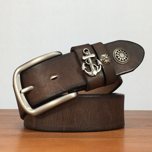 TOYAR Hand-riveted vintage leather belt for women