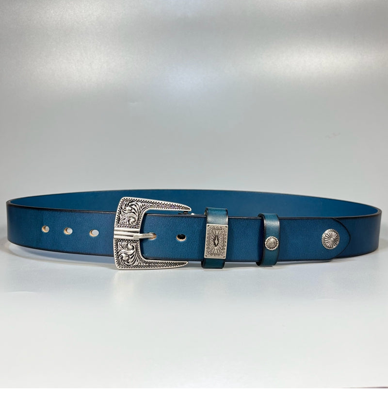 TOYAR handmade vintage leather belts with arabesque patterns.