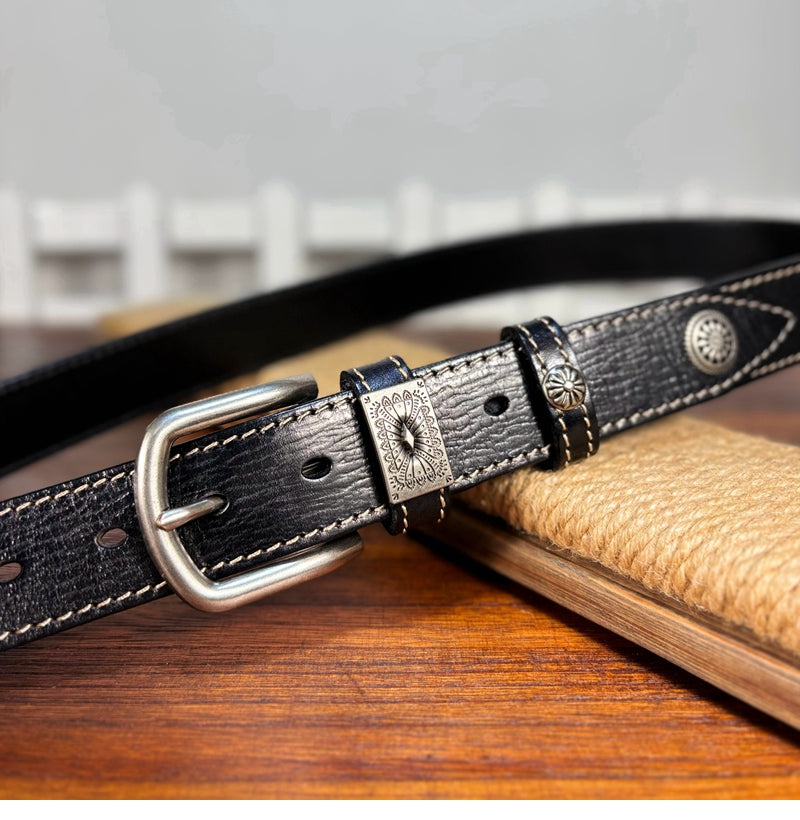 TOYAR Handmade Women's Casual Versatile Top Grain Leather Belt with Pin Buckle