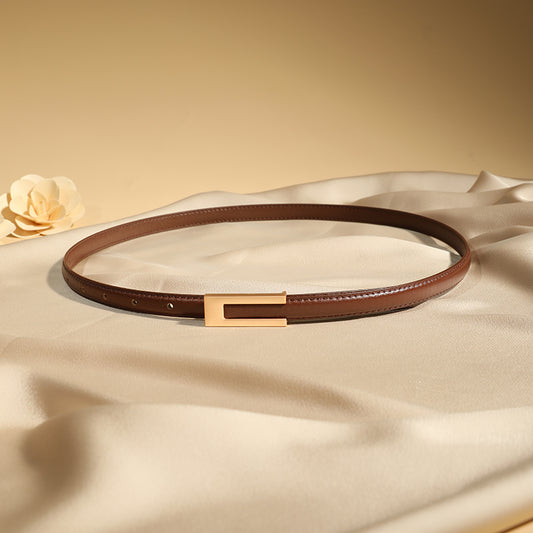 TOAYR Simple Zinc Alloy Buckle Genuine Leather Belt