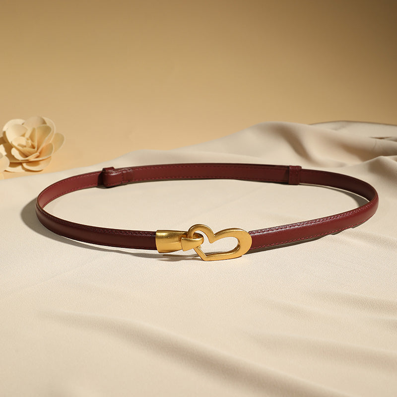 Heart zinc alloy buckle genuine leather belt