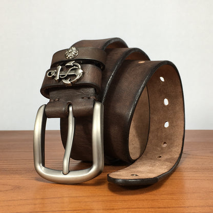 TOYAR Hand-riveted vintage leather belt for women