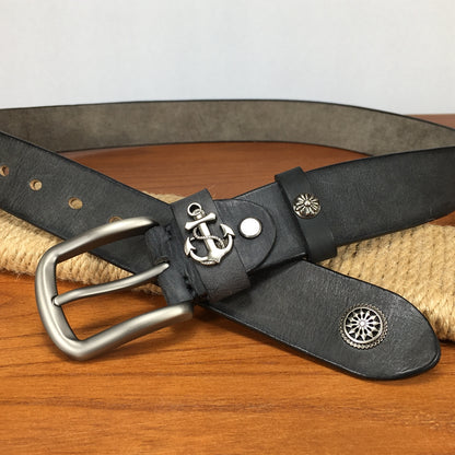 TOYAR Hand-riveted vintage leather belt for women