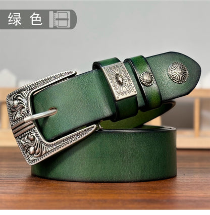 TOYAR handmade vintage leather belts with arabesque patterns.
