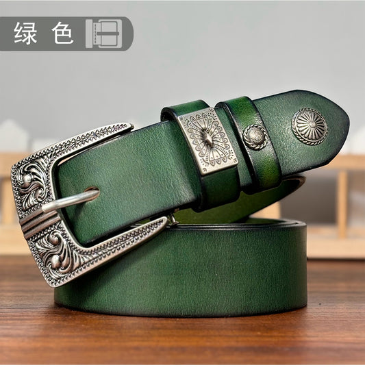 TOYAR handmade vintage leather belts with arabesque patterns.