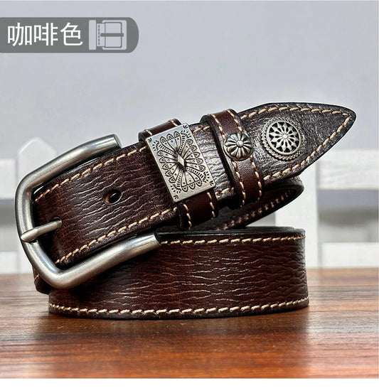 TOYAR Handmade Women's Casual Versatile Top Grain Leather Belt with Pin Buckle