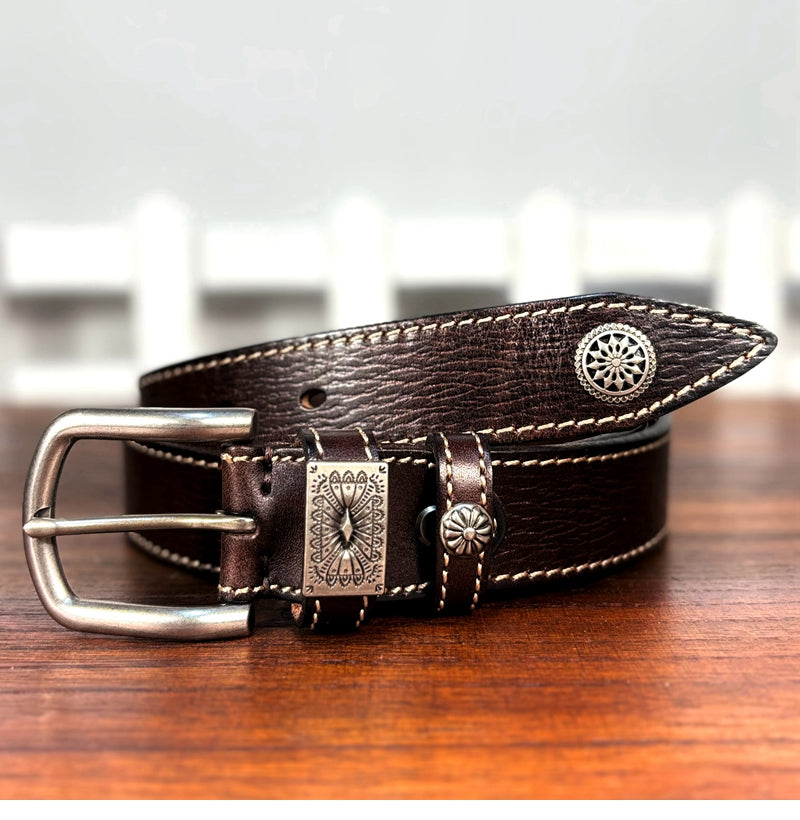 TOYAR Handmade Women's Casual Versatile Top Grain Leather Belt with Pin Buckle