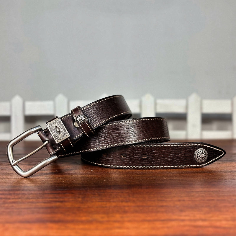 TOYAR Handmade Women's Casual Versatile Top Grain Leather Belt with Pin Buckle