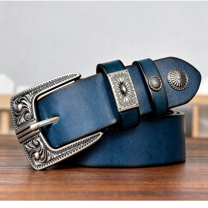 TOYAR handmade vintage leather belts with arabesque patterns.