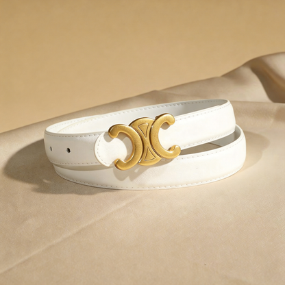 Double C zinc alloy buckle genuine leather belt