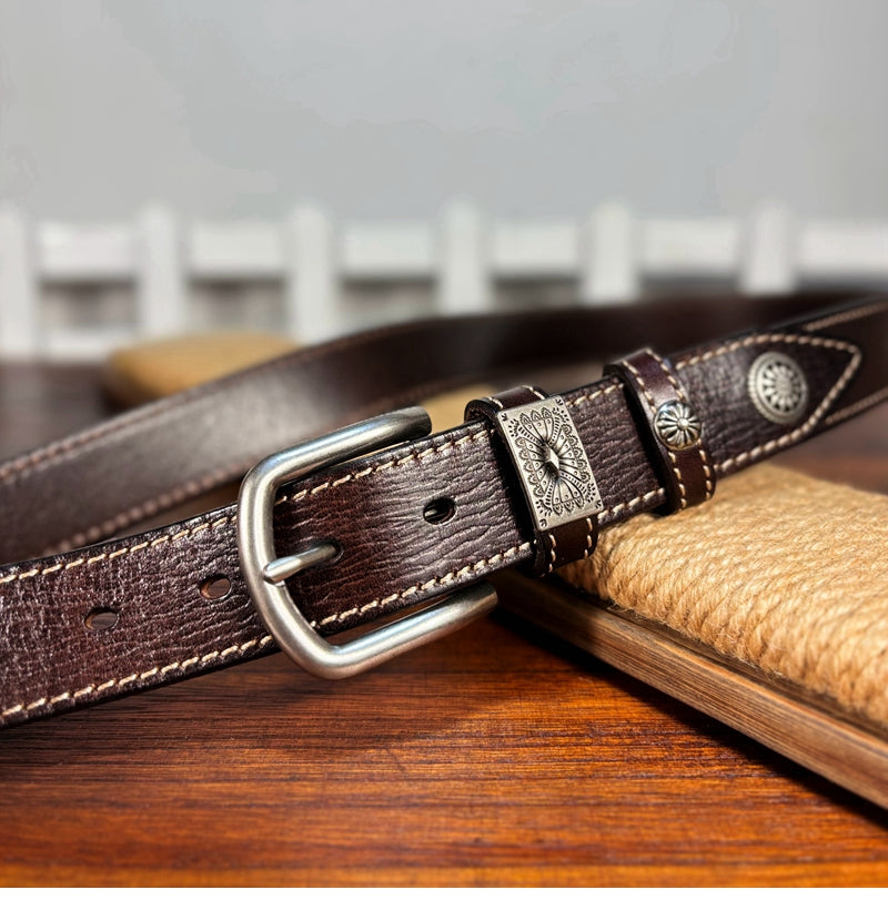 TOYAR Handmade Women's Casual Versatile Top Grain Leather Belt with Pin Buckle