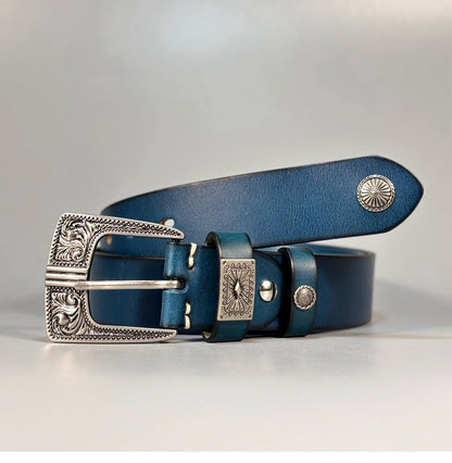 TOYAR handmade vintage leather belts with arabesque patterns.