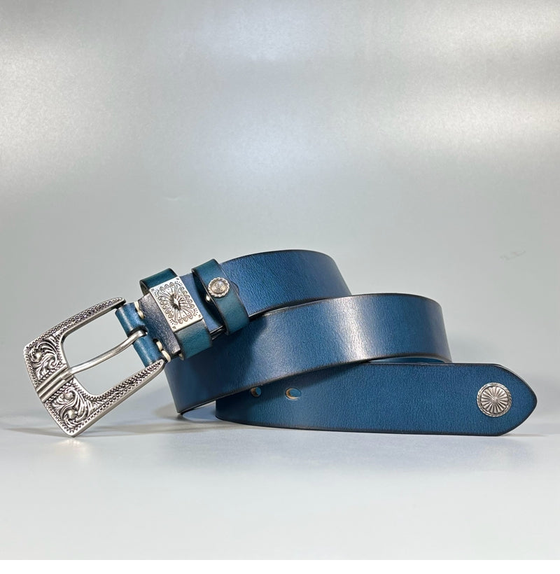 TOYAR handmade vintage leather belts with arabesque patterns.