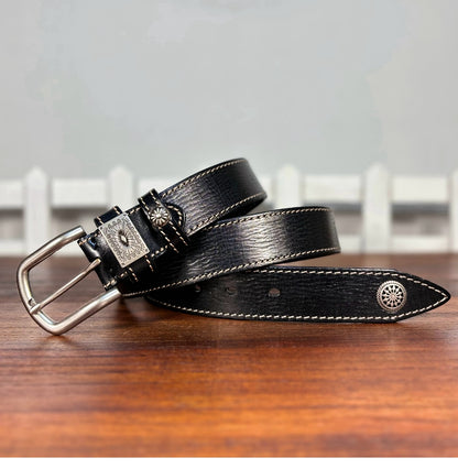 TOYAR Handmade Women's Casual Versatile Top Grain Leather Belt with Pin Buckle