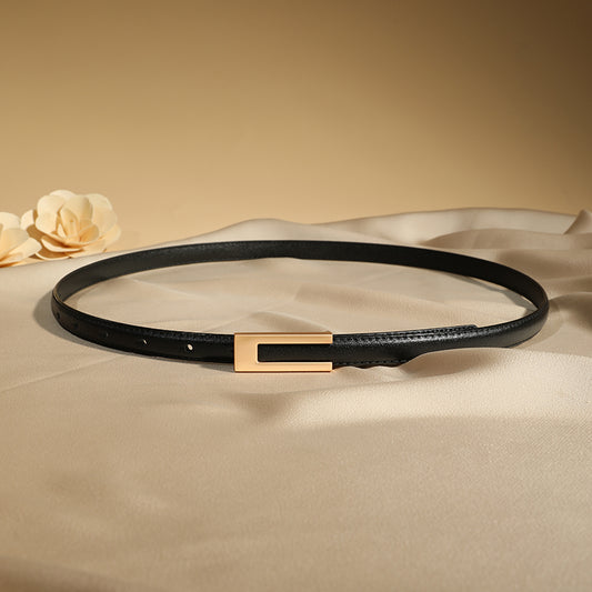 TOAYR Simple Zinc Alloy Buckle Genuine Leather Belt