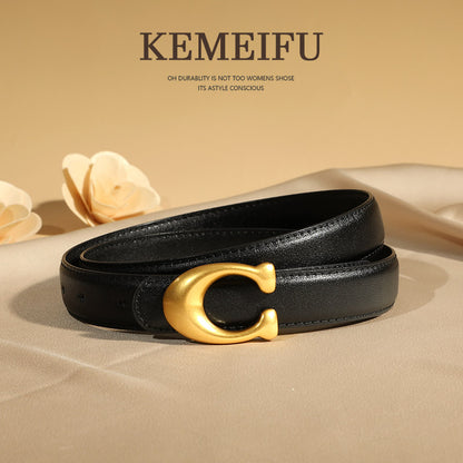 TOAYR Zinc Alloy C Leather Belt