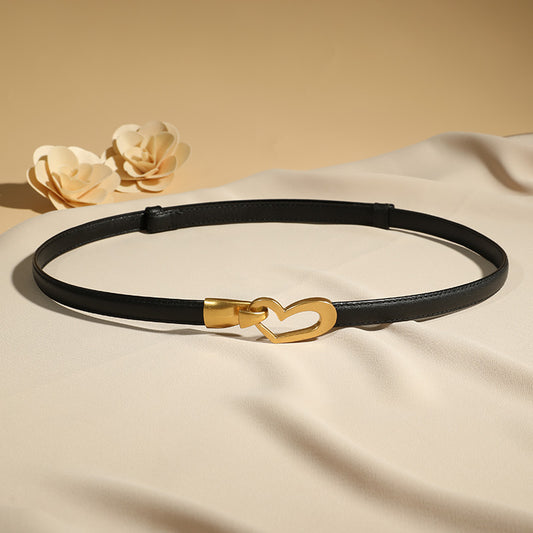 Heart zinc alloy buckle genuine leather belt