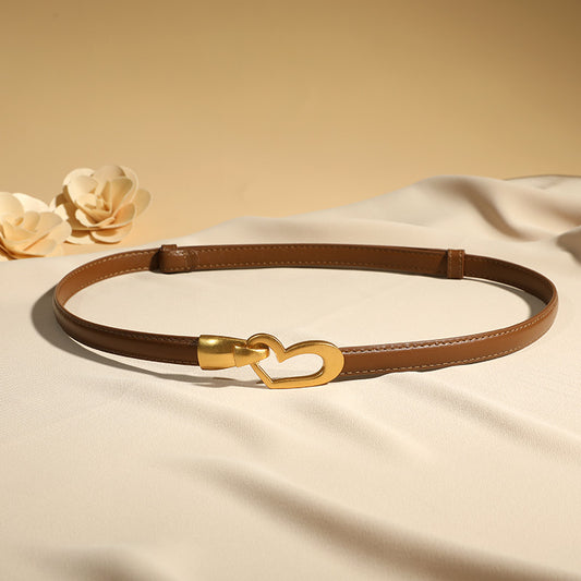 Heart zinc alloy buckle genuine leather belt