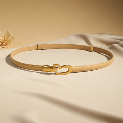Heart zinc alloy buckle genuine leather belt