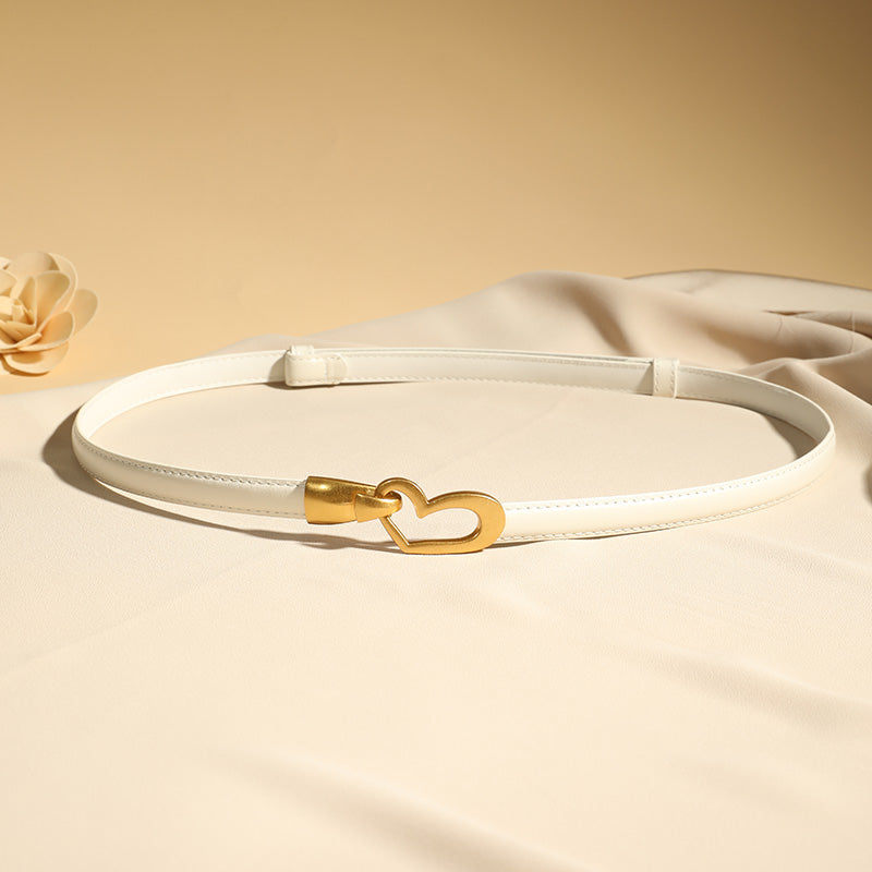 Heart zinc alloy buckle genuine leather belt