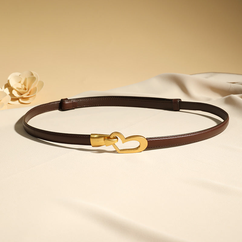 Heart zinc alloy buckle genuine leather belt